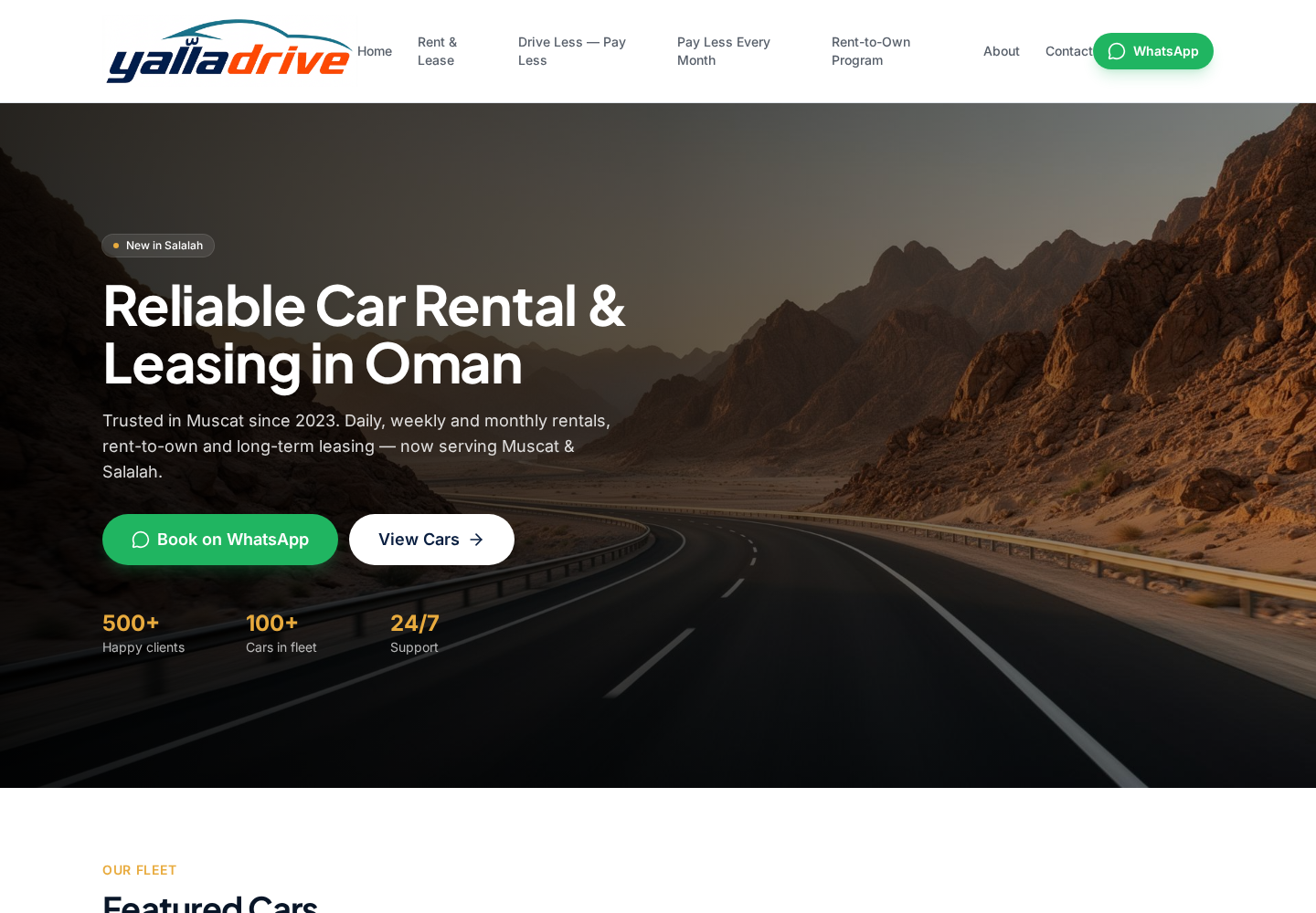 Yalla Drive website homepage